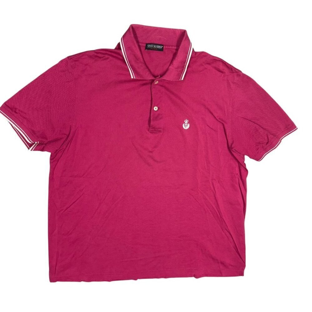 Nino Marini Pink Polo Shirt Italy Filo Di Scozia Cotton Mesh Short Sleeve XXL